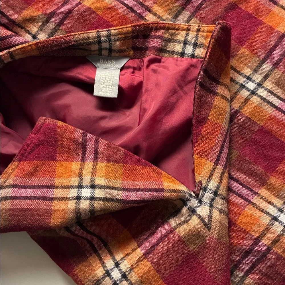 G.H Bass & Co Plaid A-Line Wool Blend Skirt Holiday Party Christmas Fall